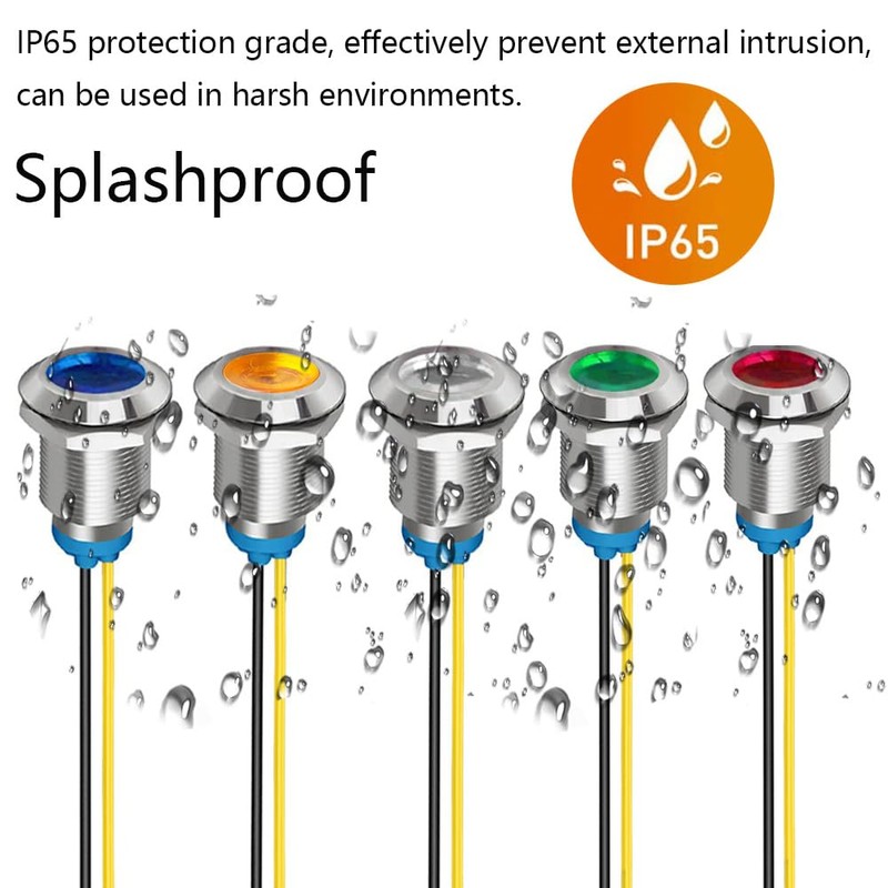 Gebildet 5Pcs 12mm 110V-220VAC LED Metal Indicator Light Waterproof Signal