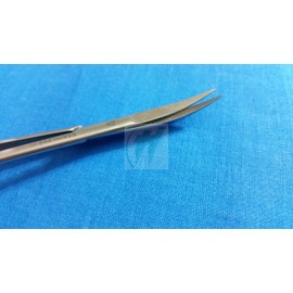 Premium Iris Supercut Micro Dissecting Scissors Curved 4.5" with One Serrated Blade (HTI Brand)