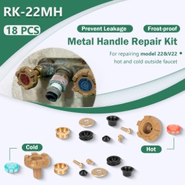 Bzumperyz RK-22MH Repair Kit Metal Handle Compatible with Woodford Model 22&V22 Hot and Cold Outdoor Faucet, Prevent Leaking, Frost-Proof (18pcs)