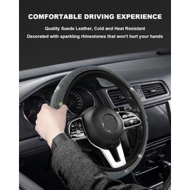 Car Steering Wheel Cover Glitter Steering Wheel Cover Colour Diamond Studded Full Rhinestones Steering Wheel Cover Glitter Universal Non-Slip Elastic Car Accessories 36-38 cm (Colour)