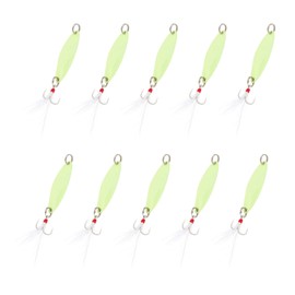 PATIKIL Fishing Spoons, 10 Pcs 1/4 oz Fishing Lures Casting Spoon Treble Hooks Jigs Hard Metal Spinner Baits for Freshwater Saltwater Salmon, Yellow