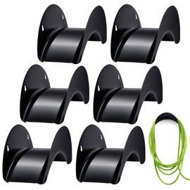 Thyle 6 Pcs Garden Hose Holder Heavy Duty Water Hose Holder Hose Hanger Wall Mount Metal Rustproof Black Hose Rack Storage Organizer Hose Brackets for Outside Garden Yard Lawn