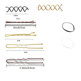 HIGHROCK 356pcs Hair Pins Kit With Storage Box - 100 Bobby Pins, 150 Rubber Bands, 100 U-Shaped Pins - 6 Spiral hairpin for Women Hairdressing Salons
