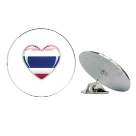 Love Thailand Glossy Heart World Flag Round Metal 0.75" Lapel Pin Hat Shirt Pin Tie Tack Pinback