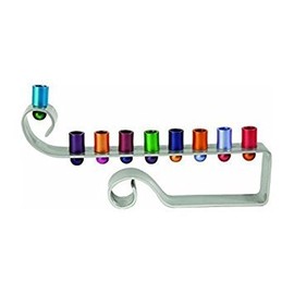 Yair Emanuel Anodized Aluminum Hanukkah Menorah with Modern Shape