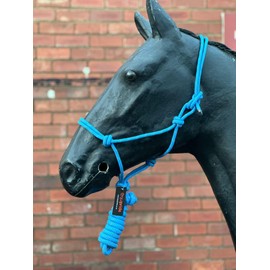 Hi-Viz Reflective Rope Headcollar with Lead Rope Se Fully Adjustable (Pony, Baby Blue)