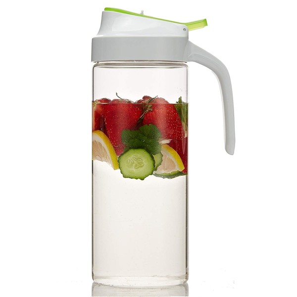 Karafu 50 Oz Airtight Glass Pitcher with Lid and Locking Spout, Heat Resistance Glass Carafe for Water, Coffee, Tea, Other Beverages