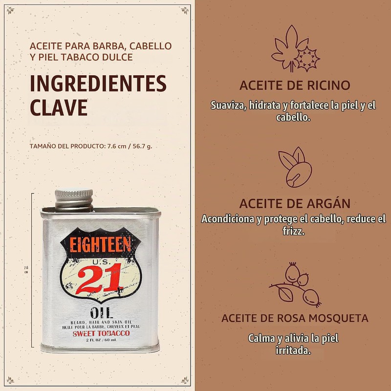 18.21 Man Made Aceite para Cabello, Piel y Barba, Aroma