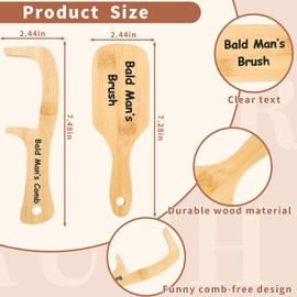 JULEASEL 2PCS Bald Mans Comb, Funniest Gag Gifts for Hair Loss Men, Bamboo Comb for Bald Men, Funny White Elephant Gifts for Christmas, funny stocking stuffers for men