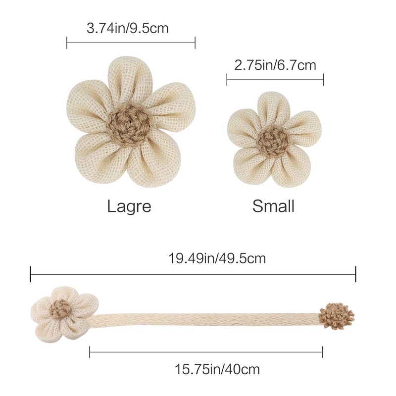 Set of 2 Curtain Tassels Lewondr Flower Motif Linen Magnetic