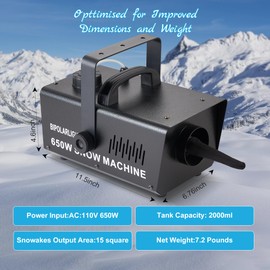 BIPOLARLIGHT 650W Snow Machine Snowflake Maker with Wireless Remote, Fake Snow Maker Machine for Outdoor Indoor Christmas Party Wedding Photography Parties Kids Stage Parades