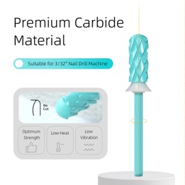 HYTOOS 5XC Nail Drill Bits, 5.35mm Small Tungsten Carbide Safety Barrel Bits for Thick Gel & Acrylic Removal, Green Coated Manicure Tools Pro Electric File Drill Accessories