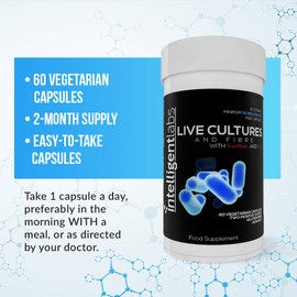 50 Billion CFU Intelligent Labs Probiotics and Fibre, No Refrigeration Needed, with Sunfiber® & Fos, 2 Months Supply Per Bottle
