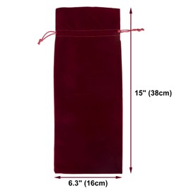 TopTie 12 PCS Velvet Gift Wrap Bags for Wine Bottle 750ml, 6.3 x 15 Inches Drawstrings Bags, Wedding Christmas Party Accessories