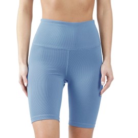 90 Degree By Reflex Pantalones cortos de yoga Power Flex de cintura alta - Pantalones cortos de motociclista con control de abdomen para mujer, Allure - Acanalado de 22,86 cm, S