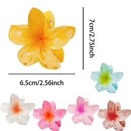 6 Pieces Thin Plumeria Claw Clips, Large Anti-Slip Flower Claw Clips, Plumeria Claw Clips, Flower Hair Clips, for Thick and Thin Hair, Hairstyling Accessories for Women, 6 Colors