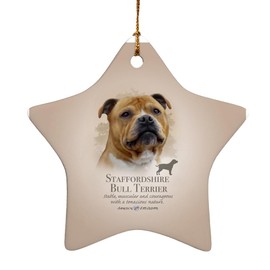 GRAPHICS & MORE Staffordshire Bull Terrier Dog Breed Star-Shaped Porcelain Holiday Christmas Tree Ornament - 3.1"