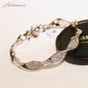 ALOHAMONI Women's Cubic Zirconia Twist Bracelet, Bangle, Curved, Twisted Design,