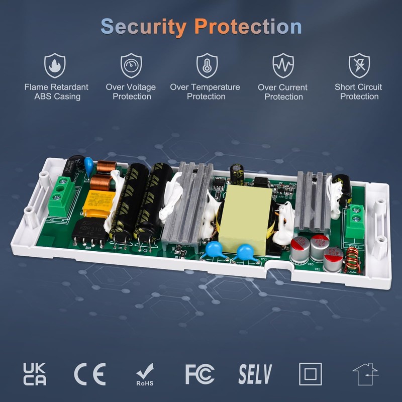 DUSKTEC LED Driver 24V 60W, IP44 Slim Switching Power Supply,