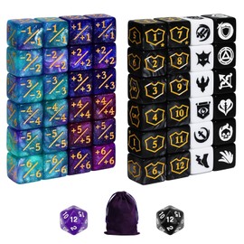 FourDragons 50 Pieces MTG Dice Counters Abilities Keywords Creature Stats Counter +1/+1 Buff Life Tokens Dice Set, Compatible with MTG, TCG, Magic Card Games Accessories