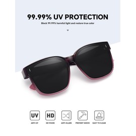 MEETSUN Oversized Fit Over Glasses Sunglasses for Women Trendy Large Square Polarized Sun Glasses for Driving Red