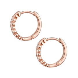 Rafaela Donata Women's Creole Earrings Sterling Silver Rose Gold-Plated Zirconia White, Silver, Cubic Zirconia