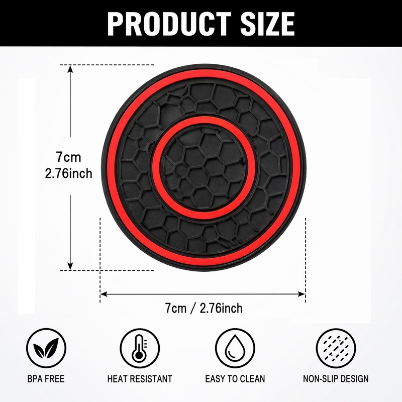 2PCS Car Cup Holder Coaster, 2.75 Inch Anti-Slip Shockproof Car