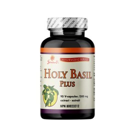 Sewanti Holy Basil Plus 90 V-capsules 500mg NPN 80023212/ Traditional Rejuvenative Tonic/High Potency (22:1) extracts of Tulsi, Turmeric, Ashwagandha and Amla multicolor 90 count