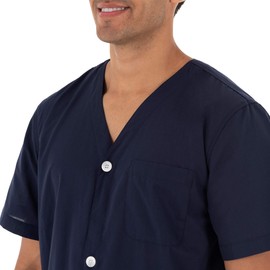 Fruit of the Loom Mens Broadcloth Short Sleeve Pajama Set, Navy, Large US, Navy, Large
