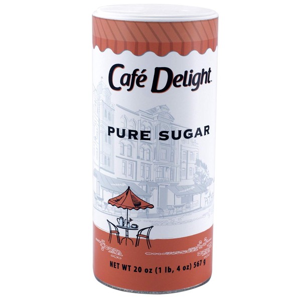 Cafe Delight Granulated Sugar Canister, 20 Oz (Pack of 6)