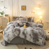 Jameswish Shaggy Plush Duvet Cover Set Super Soft Fluffy Faux