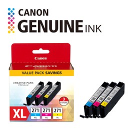 Canon CLI-271XL Genuine Three Color Value Pack, Compatible with MG6820, MG6821, MG6822, MG5720, MG5721, MG5722, MG7720, TS5020, TS6020, TS8020, and TS9020 (Optional) Printers