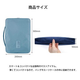 HelloGO Shirt Case, Clothes Storage Case, Storage Bag, Small Items, Compact, Waterproof, For Business, Travel, Business Trips, Stores 2 to 4 Pieces, Includes Folding Plates (Navy)