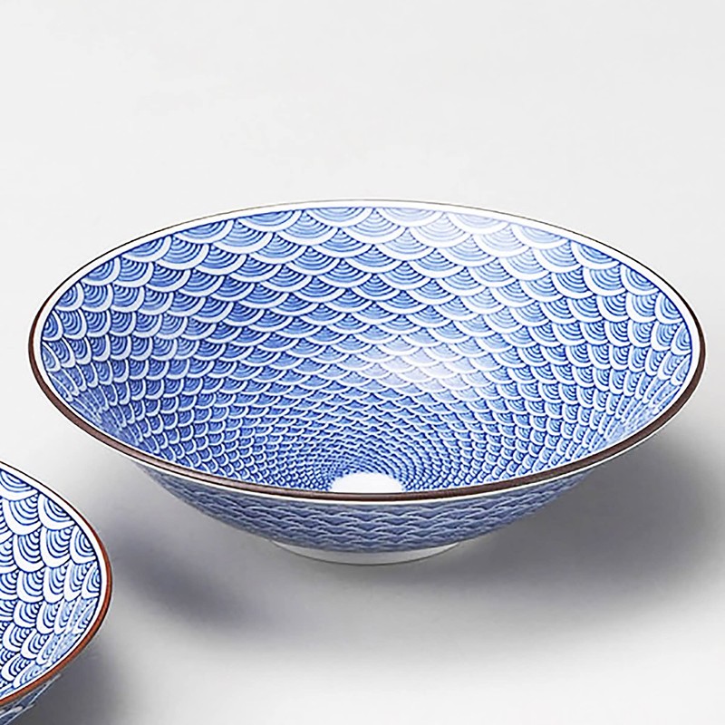 Kyoritsu Pottery Hasami Pottery Mido Kiln Tokuko Bowl, Seigai Wave