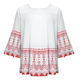 White Surplice Pastor Robe Catholic Pleated Lace Liturgical Short Sleeves Shirt Top (Red, XXXL)