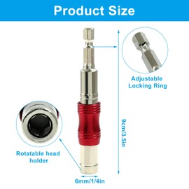 Cionyce Pivoting Bit Holder 1/4" Magnetic Pivot Drill Bit Holder, Flexiable Quick Release Screwdriver Bit Holder for Tight Spaces or Corners(4 Pcs, Black Silver& Red Silver)