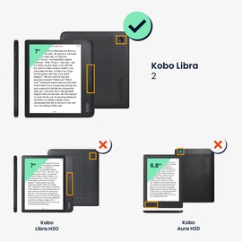 kwmobile eReader Case Compatible with Kobo Libra 2 Case - PU Leather Reading Device Protective Cover - Dark Blue/Grey