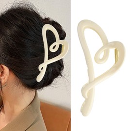 Bright White Hair Claw Clips Valentine’s Day Love Shaped Hair Clips for Women Strong Hold Jaw Clamp Bride Hair Claw Clip Wedding Hair Barrettes French Hairpins Valentine’s Party Hair Accessories 1Pcs