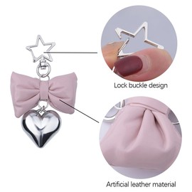 Aesthetic Bow Keychains for Car Keys Pink Bow Charms Keyfob Keyring for Teen Girls Women Bowknot Key Chains Fob Accessory Holder for Wallet Purse Birthday Christmas Gifts for Duaghter Sister