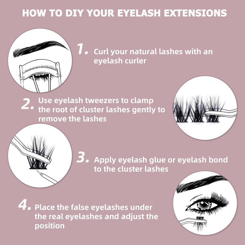 Cluster Lashes QUEWEL 72 Pcs Wide Stem Individual Lashes C/D