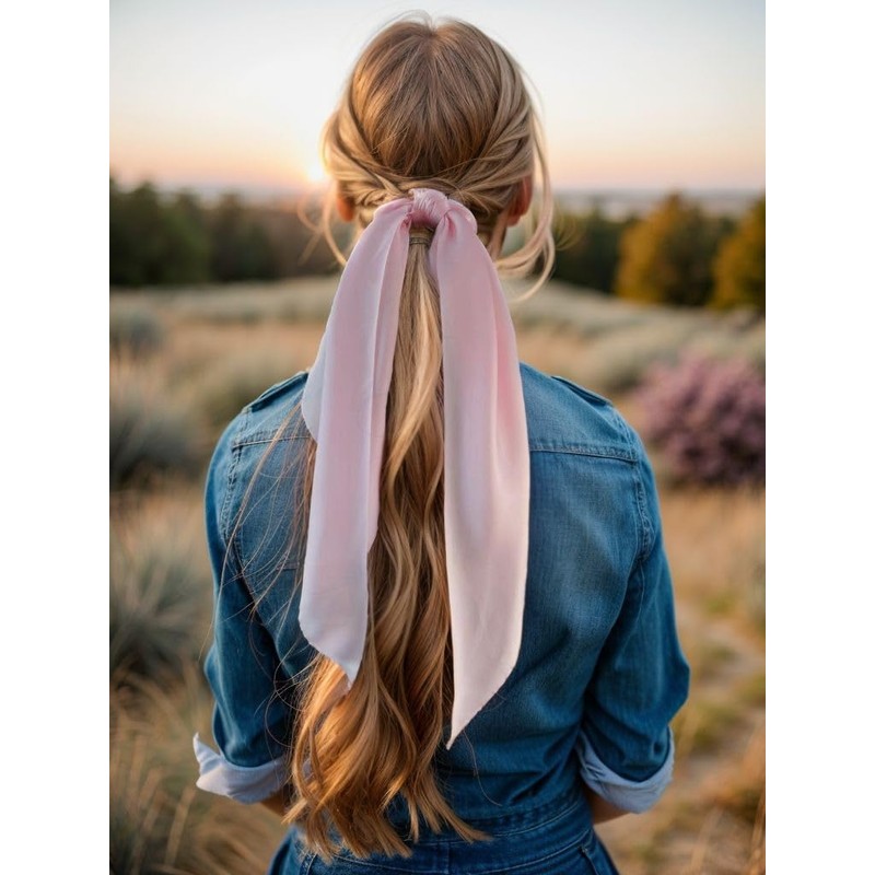 3PCS Pink Hair Scarf Scrunchies for Women Hair Ties with