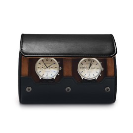 Woodten Black Leather Watch Case Watch Case Double Case Couple Watch Case Watch Storage Watch Case Carrying Watch Storage Case Watch Case for Father's Day Valentine's Day Watch Case Carrying