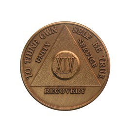 45 Year AA Medallion Traditional Bronze Raised Center Sobriety Chip