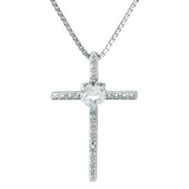 .20 Ct Heart White Topaz Diamond Sterling Silver Cross Pendant 18" Chain