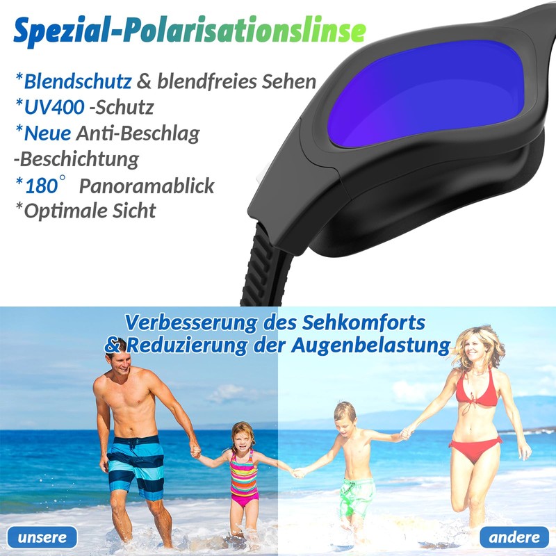 HotSrace Polarised Swimming Goggles Anti Fog UV Protection Adjustable Comfort