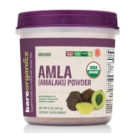 BareOrganics Amla, Indian Gooseberry & Superfood Powder, Dietary Supplement, 8 Oz