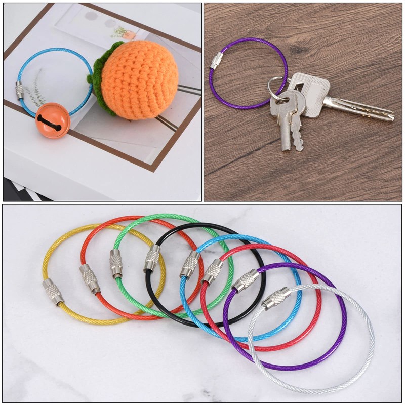 [PATIKIL] 12PCS 150mm Wire Keychain Cable Stainless Steel Key Ring
