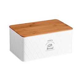 Kesper 18046 Bread Box Made of Tinplate and Bamboo in Country Style / Bread Storage / Country Collection 28 x 18 x 13 cm