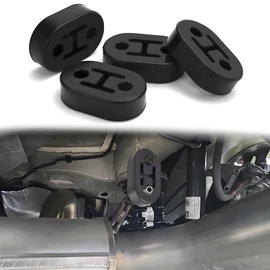 VBGURR 4 Pcs Exhaust Hanger 2 Holes Car Exhaust for Most Cars Truck Van Portability Exhaust Rubber Mount Mini Rubber Exhaust Pipe Hanger（Black）