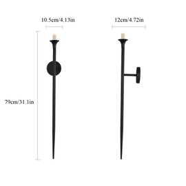 Large Pillar Wall Sconce Set of Two Hanging Wall Mounted Candle Sconces Holder, Metal Wall Sconces Decor for Bedroom Dining Room 31.5" (Gold)(Black) (Black 01)